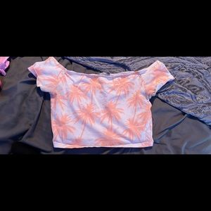 Tropical coral crop top